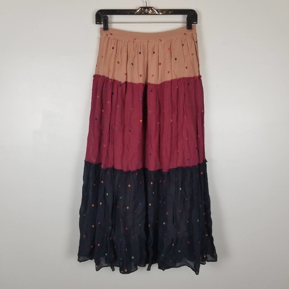 Farm rio tiered polka dot midi skirt, size S - Picture 2 of 9